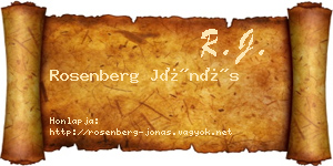 Rosenberg Jónás névjegykártya